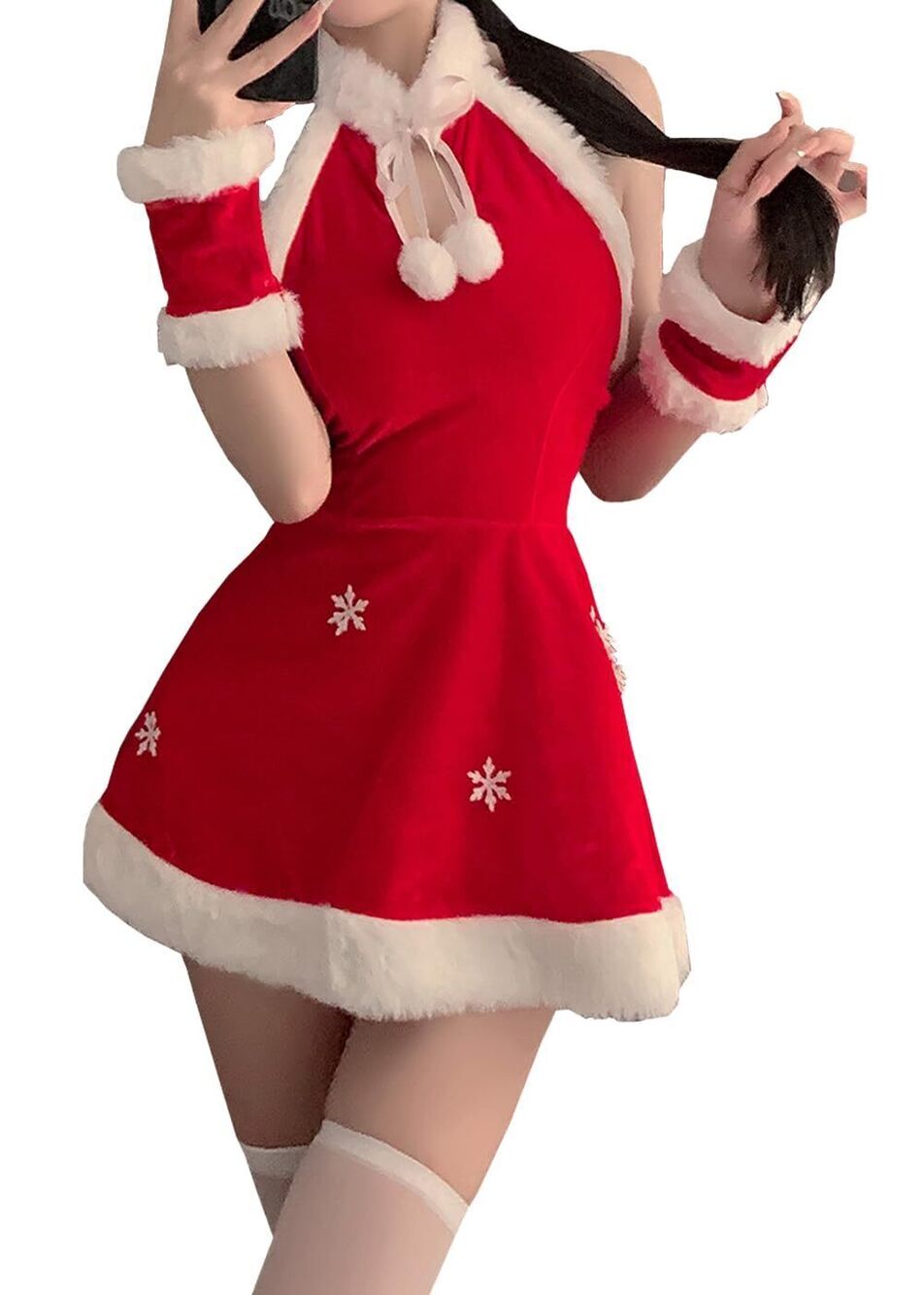 5543 Mrs. Claus Santa Costume Adult Costumes Red Velvet Christmas Halter